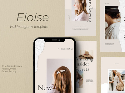 Eloise - Instagram Stories & Post art blog blogger branding design instagram instagram banner instagram post instagram stories instagram story template instagram template minimal post posts professional social media social media pack social media template stories story