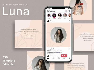 Luna - Instagram Post Template blog blogger design instagram instagram banner instagram post instagram post design instagram post template instagram posts instagram posts template instagram stories instagram template post posts professional simple social media pack social media template stories story