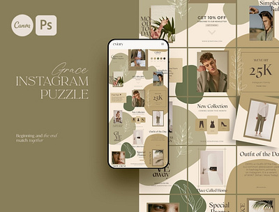 Puzzle Grace Instagram | PS CANVA blog blogger canva canva template canva templates color design digital art fashion grace instagram instagram banner instagram post instagram stories instagram story template instagram template instagram templates photoshop puzzle social media