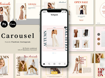 Fashion Carousel Instagram | Kaede art blog blogger elegant fashion fashion carousel template fashion template instagram post instagram posts instagram story template instagram template instagram templates minimal modern post posts professional social media social media template social media templates