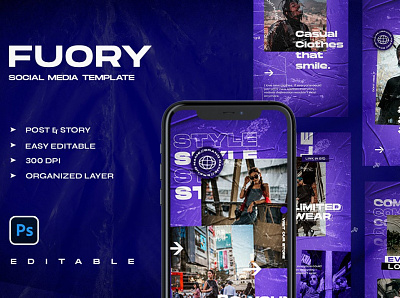 FUORY - Instagram Stories & Post branding creative design digital art instagram instagram banner instagram post instagram stories instagram story template instagram template instagram templates post posts promote promoting social media social media pack social media template stories story