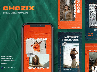 CHOZIX - Instagram Stories & Post advertising blog blogger fashion instagram instagram banner instagram post instagram stories instagram template instagram templates minimal perfect post posts promotion social media social media pack social media template stories story