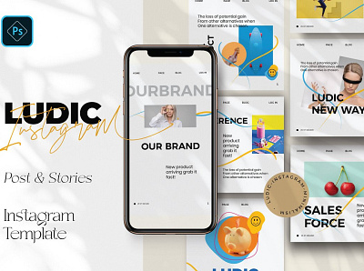 LUDIC - Minimalism Instagram Pack blogger design digital art fresh instagram instagram banner instagram post instagram post template instagram stories instagram story template instagram template instagram templates minimal minimalism minimalism illustration minimalist posts social media social media pack stories