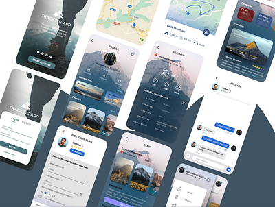 Tracking Apps UI Design app camp design hike mobile mobile app mobile app design mobile application mobile design mobile ui mount mountain nature navigation route search tracking app travel travel app ui