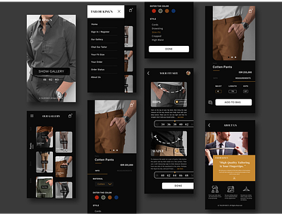 Main Page - Tailor Apps app design clothes clothes shop dashboard ui design dress mobile app mobile design mobile ui order pants sewing shirt shirt design suit tailor ui ui design uiux work