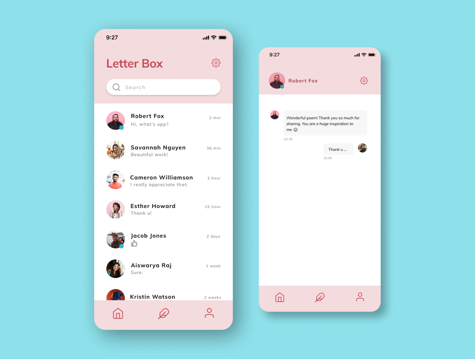 Letterbox_chatbox ui by Liya Catharin on Dribbble