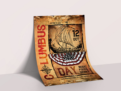 Free Columbus Day Flyer Template america american ancient columbus columbus day design event flyer flyers free psd free psd templates holiday invite national day national holiday party psd psd template usa usa flag