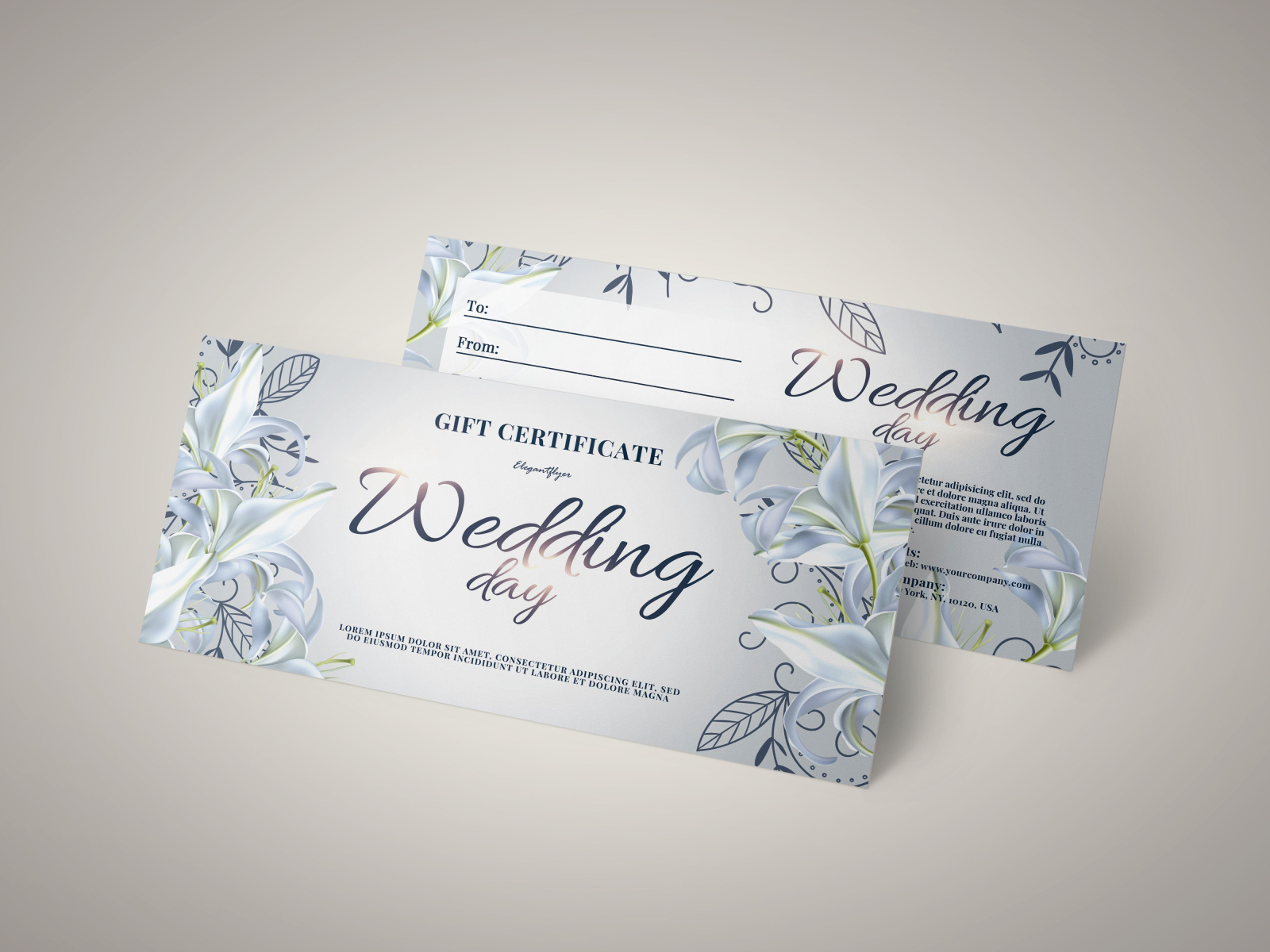 Free Wedding Gift Certificate Template by elegantflyer on Dribbble Regarding Indesign Gift Certificate Template