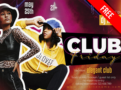 Free Friday Party Flyer PSD Template + social media club flyer club party design event flyer psd template flyer template free psd free psd templates friday party party party flyer psd template social media design