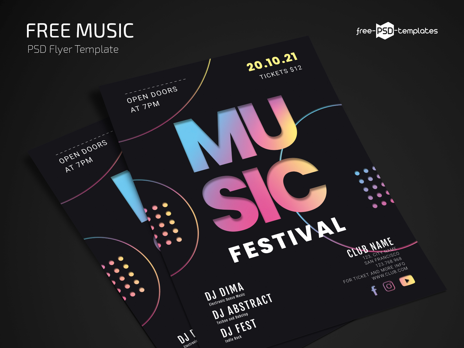 Free Music Flyer Template in PSD + AI by freepsdtemplates on Dribbble