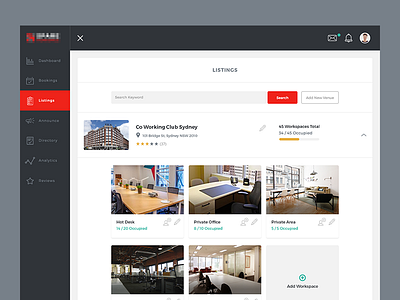 Listings app branding dashboard start up ui ux web workspace