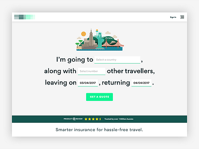 Travel Insurance Quote branding insurance iteration landing quote travel ui ux