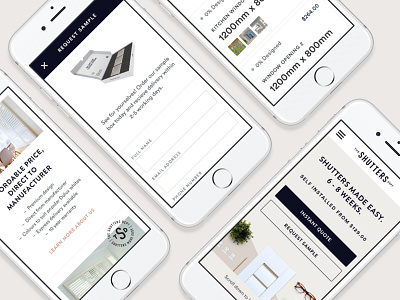 Mobile Screens branding mobile quote shutters startup ui ux windows