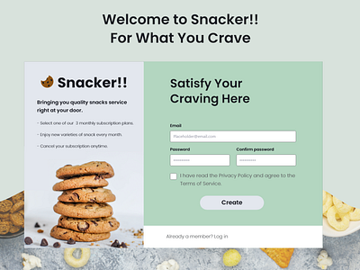 Snacker Sign Up Page