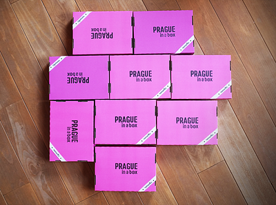 Prague in a box's boxes branding design print