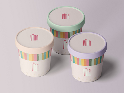 Vina Ice Cream adobe adobe photoshop brand brand design branding color icecream mockup mockup psd package package design package mockup packagedesign packaging pink