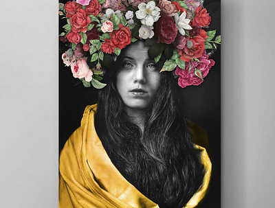 Girl with flowar of head canva canvas canvas wallart canvasdesign wallart