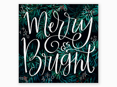 Merry and Bright design illustration typography