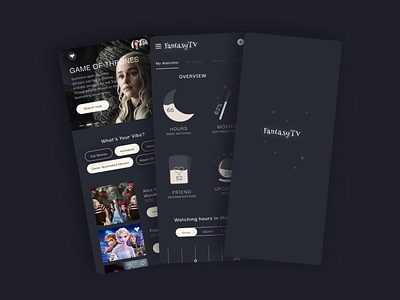 FantasyTV 🌚 app dark dashboard design fantasy ui ui design