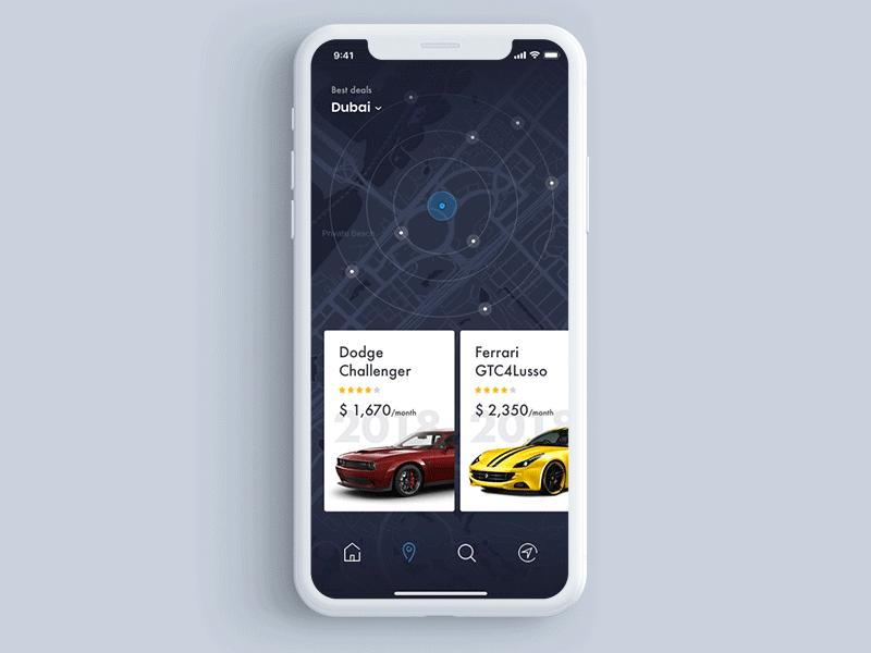 Car rent app animation automotive car car app design interaction mobile rent ui uiux