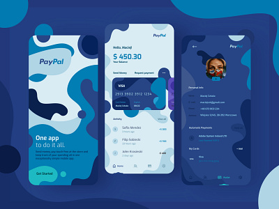 Paypal Concept App app branding design flat minimal paypal ui ux vector web