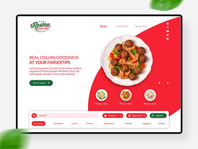 Recipes UI food app italian food recipe app uidesign uxui web design website design