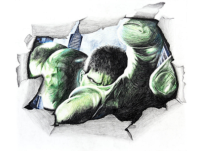 Hulk Illustration avengers colored pencil drawing fine art hulk illustration pencil