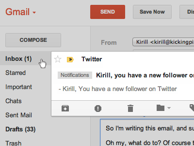 Tiny Gmail improvement app email gmail improvement interface notification