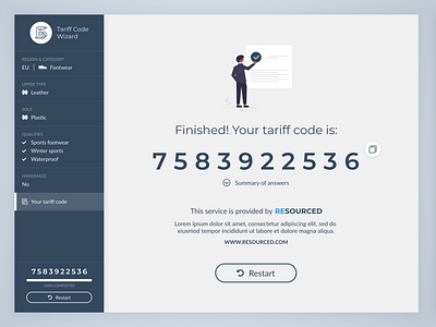 Tariff Code Wizard app design fashion ui ux