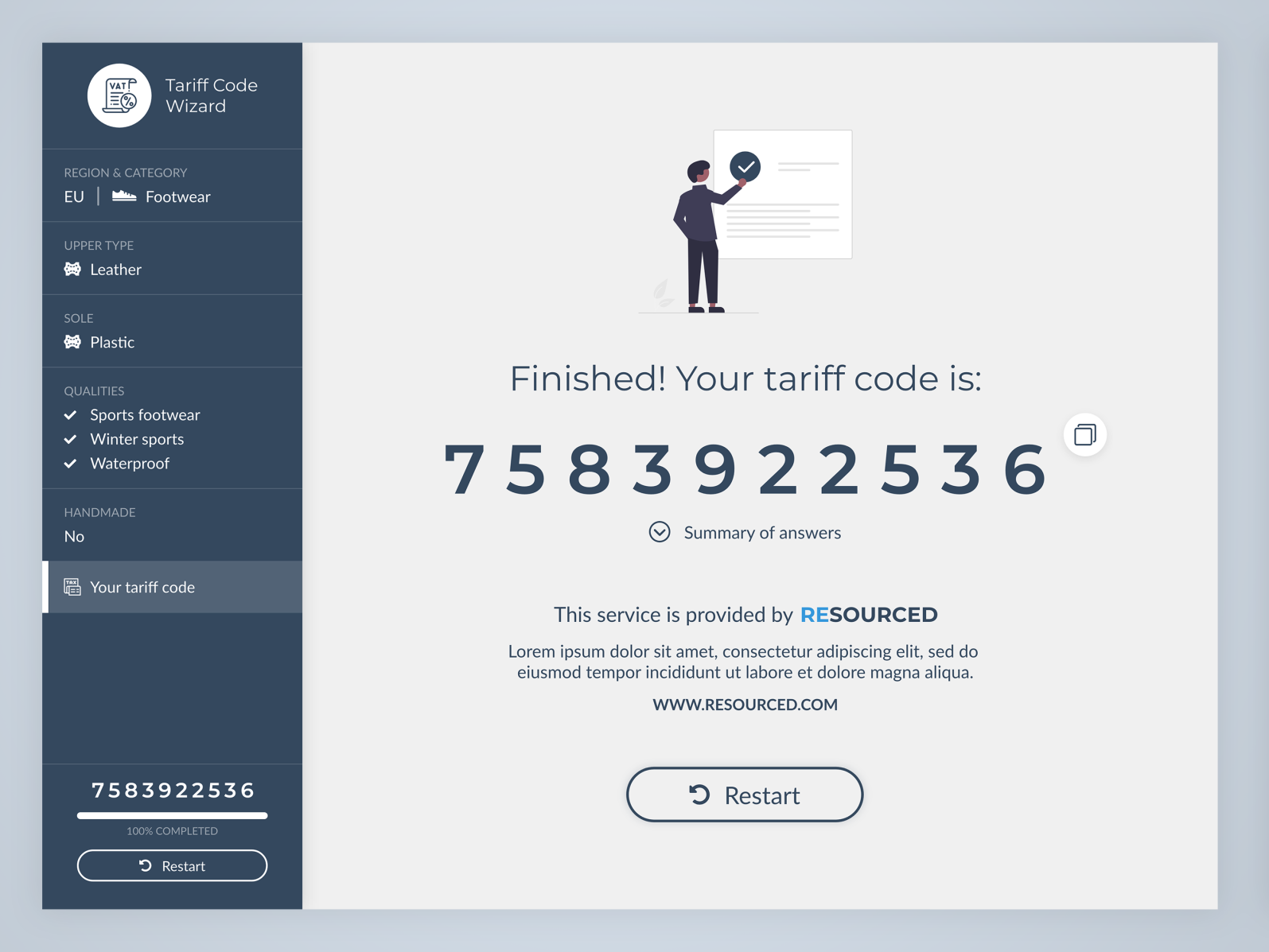 Tariff Code Wizard by Christian Jäderberg on Dribbble