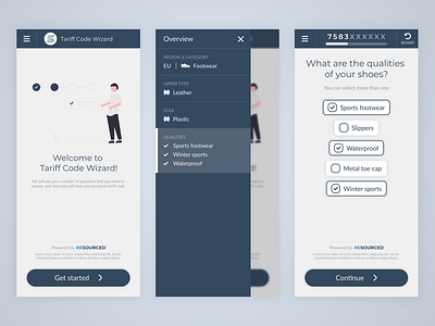 Tariff Code Wizard app design fashion ui ux