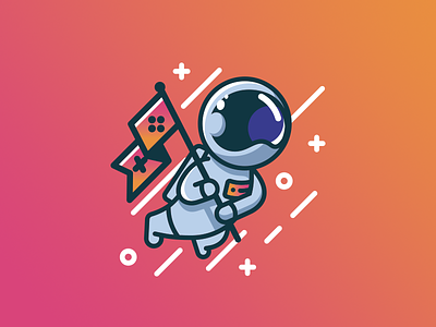Spaceman astronaut crypto flag gaming planets spaceman stars