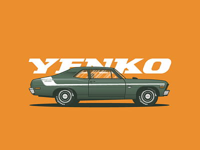 1970 Chevrolet Nova Yenko car chevrolet chevy illustration musclecar nova vector yenko