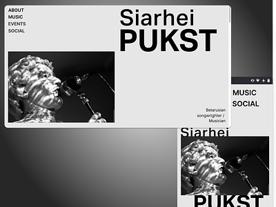 Musician Siarhei Pukst web page design mobile ui webdesign