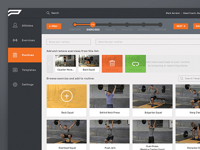 Portal - Exercise Select dashboard design graphic grid list menu portal template toronto ui view web