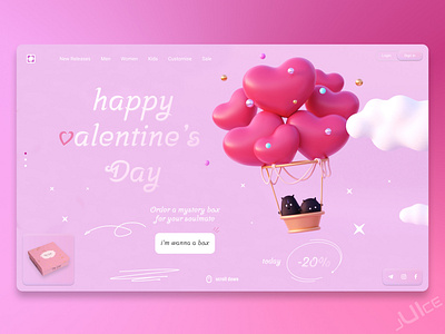 Web concept online shop mystery box on Valentine's Day branding concept design figma graphic design illustration interface logo ui uidesign ux valentines valentines day web website