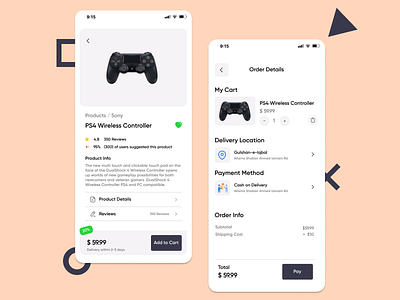 E-Commerce App - PS4 Controller add to cart design ecommerce illustration mobile modern phone product product page ps4 store typography ui uiux ux