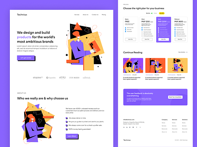 Techniax branding consulting design footer illustration landing page minimalistic pricing product services technology typography ui uiux ux uxdesign