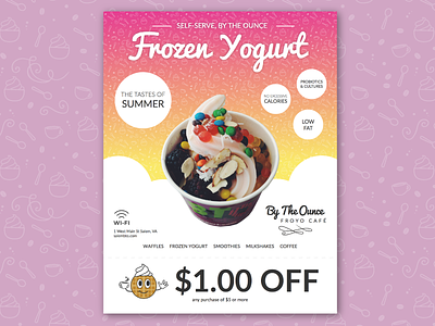 Olde Salem Days Flyer / Coupon branding coupon flyer froyo frozen yogurt gradient pattern pink purple yellow