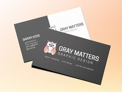 Personal business card mockup branding business cards freelancing gradient graphic design logo orange owl pink