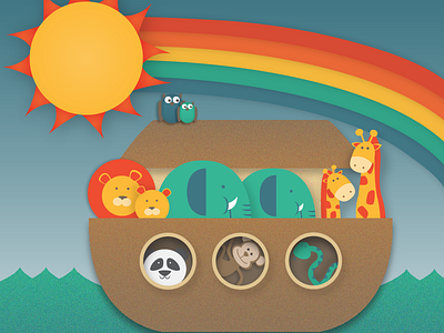 Zion Lutheran Preschool animal ark bible church cute flat gradient graphic design illustration noah preschool rainbow