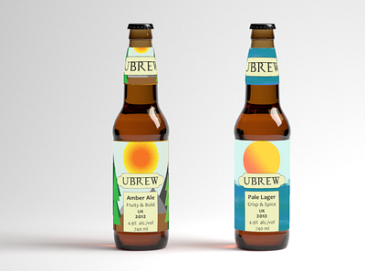 Beer Ubrew beer bottle beer label branding branding design graphicart illustration logo packaging packaging mockup ui