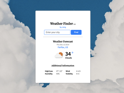 Weather Finder api design front end development open source ui weather weather app weather forecast