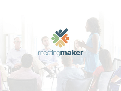 Meeting Maker Logo Design app branding group logo design meeting people vector