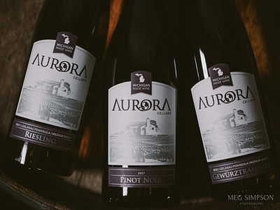 Aurora Cellars wine label design/packaging aurora cellars bottle illustration label design packaging wine