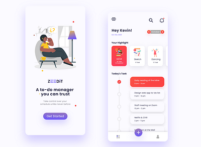 Zeedit To Do Manager app branding design flat minimal todolist typography ui ui ux ui design ux ux design