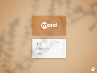 Mond Apparels Business Card brand identity branding brown business card design graphic design icon illustrator logo minimal mockup photoshop stationery vector