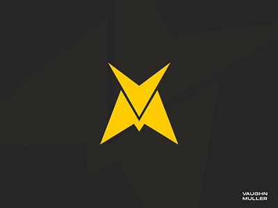 Vaughn Muller Logo black branding design figma fitness flat icon illustration illustrator logo logomark minimal trainer vector yellow