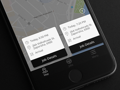 Driver App - Upcoming Works app dark details driver ios job map ui upcoming ux works