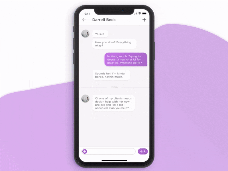 Chat UI - Sending GIFs animation chat gif iphone x message messenger ui ux